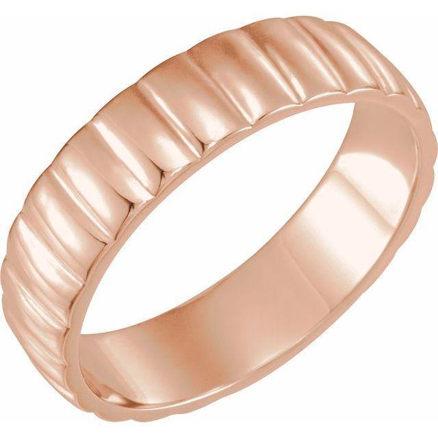 6mm Wide Grooved Scalloped Men's Wedding Band 14k Rose Gold Ring by Nodeform