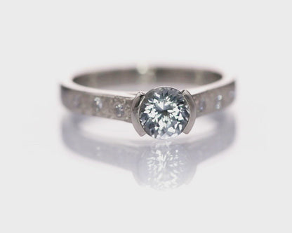 Pastel Fair Trade Montana Sapphire Half Bezel Diamond Star Dust Engagement Ring