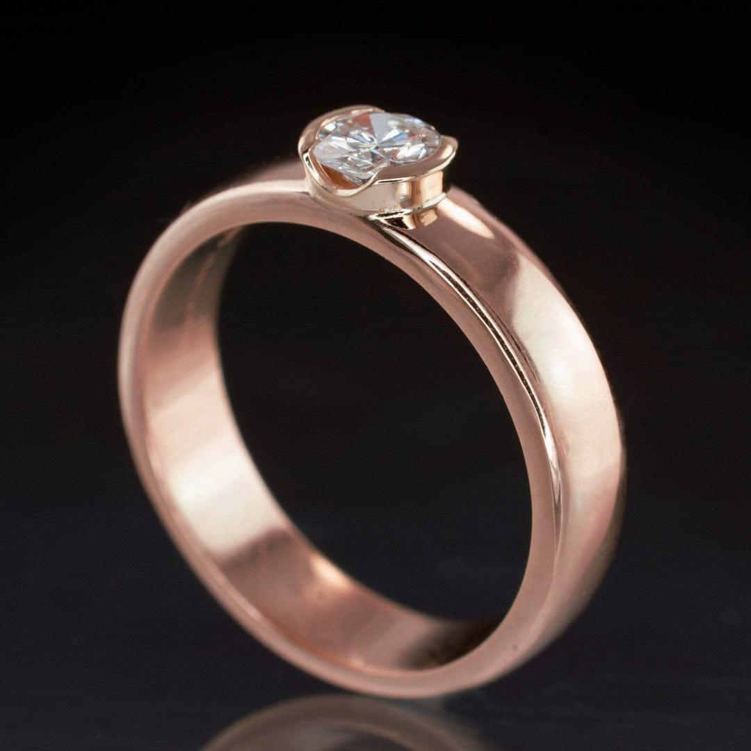 Round Diamond Modern Low Profile Half-Bezel Solitaire Engagement Ring 3.5mm/0.15ct Diamond / 14k Rose Gold Ring by Nodeform