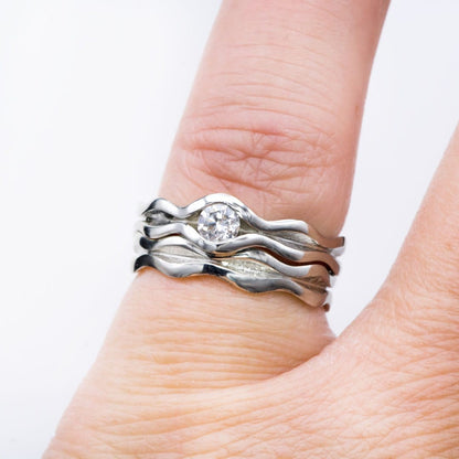 Wave Solitaire Engagement Ring - Setting only Ring Setting by Nodeform