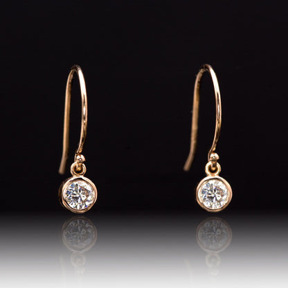 Moissanite Round Bezel Dangle Earrings Earrings by Nodeform