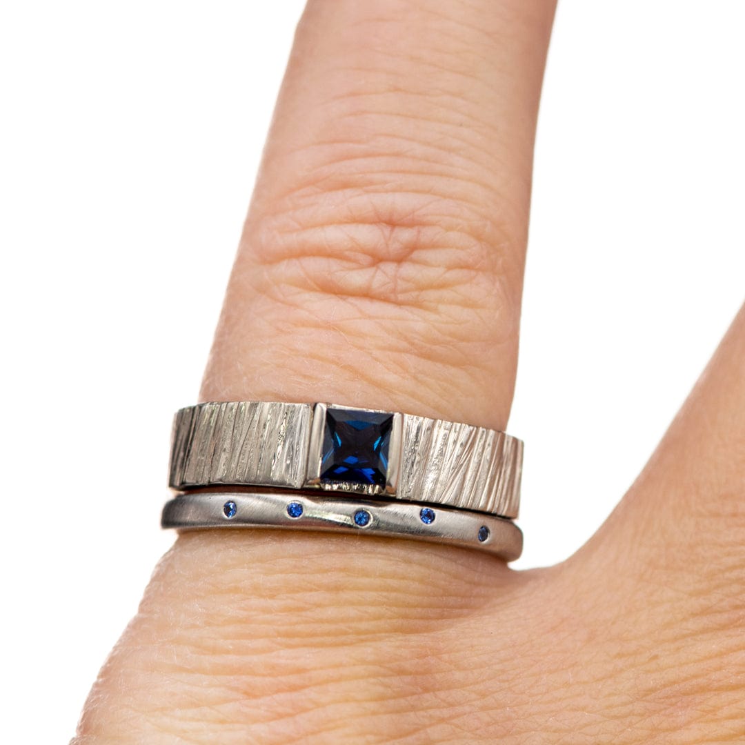 Three-Stone Princess Cut Blue Sapphire and Diamond Ring White Gold –  Goldia.com