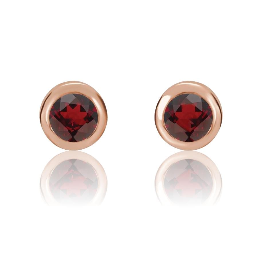 4mm Garnet Bezel Set Stud Earrings Earrings by Nodeform