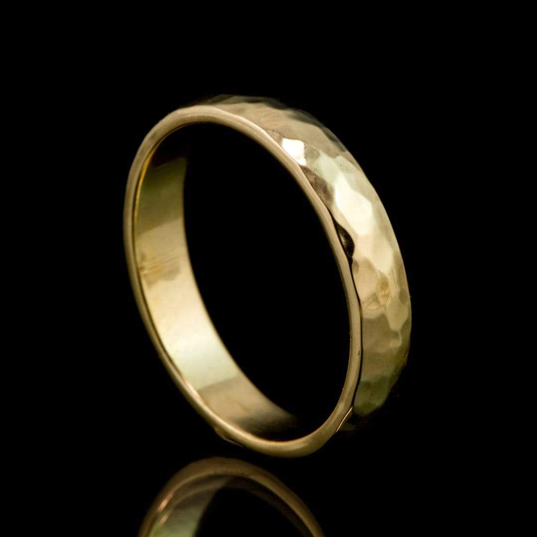 Narrow Hammered Texture Wedding Band 18k Yellow Gold / 2mm Ring by Nodeform