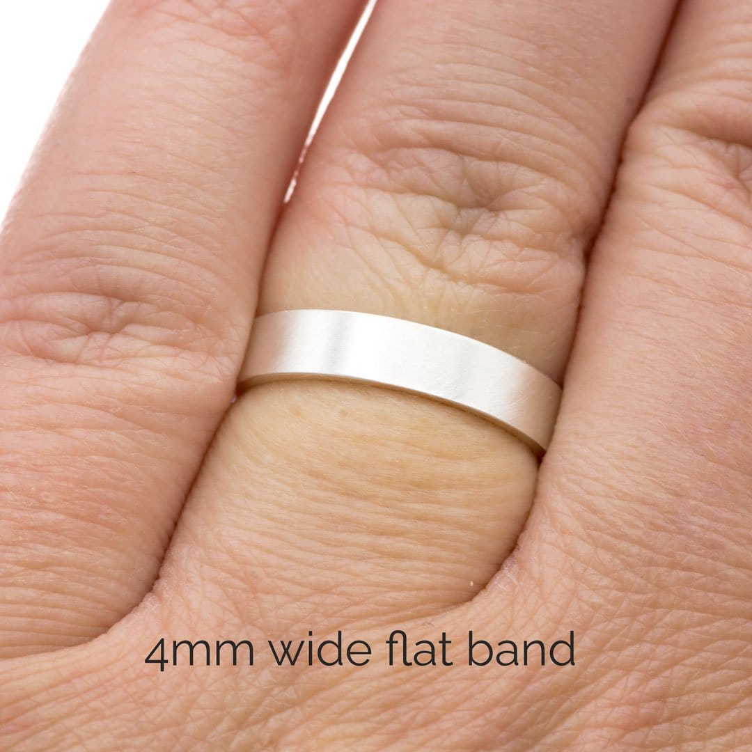 4mm Flat Wedding Band Mens Wedding 4mm Flat Wedding Band Wide Flat