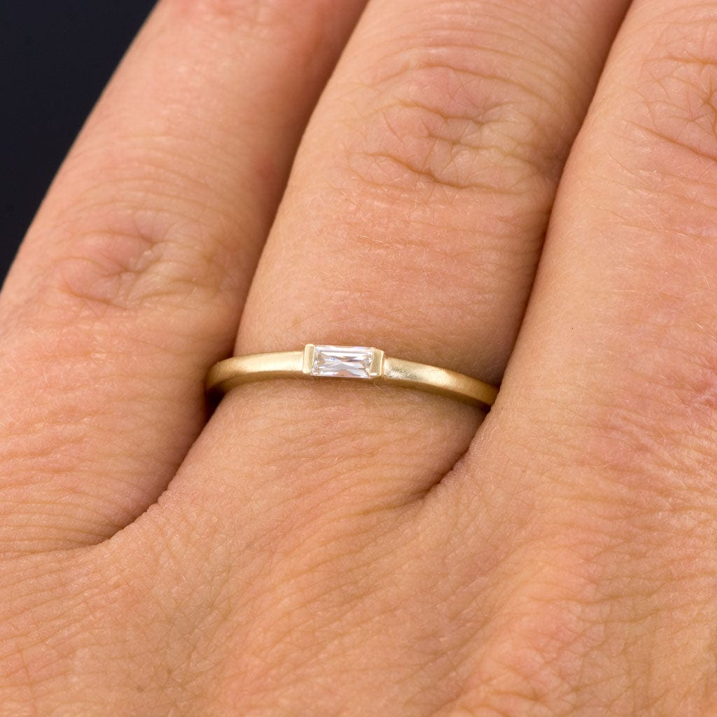 Baguette Moissanite Stacking Solitaire Engagement or Anniversary Ring Ring by Nodeform