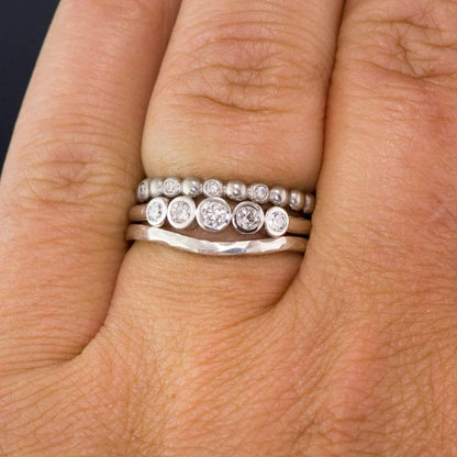 Fiona Band - Graduated Diamond, Ruby or Sapphire Five Bezel Stacking Anniversary Ring Ring by Nodeform
