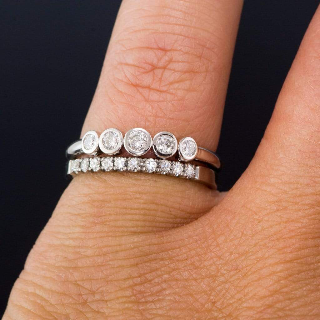Fiona Band - Graduated Diamond, Ruby or Sapphire Five Bezel Stacking Anniversary Ring Ring by Nodeform