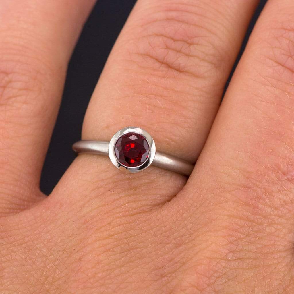 Round Chatham Ruby Elevated Bezel Solitaire Engagement Ring Ring by Nodeform