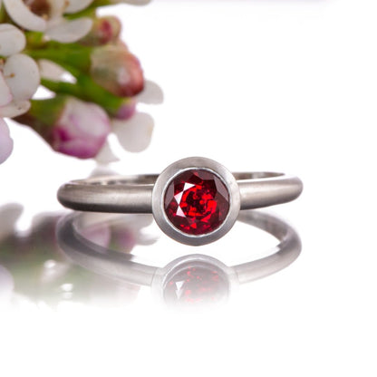 Mixed Metal Chatham Ruby Bezel Solitaire Engagement Ring Ring by Nodeform