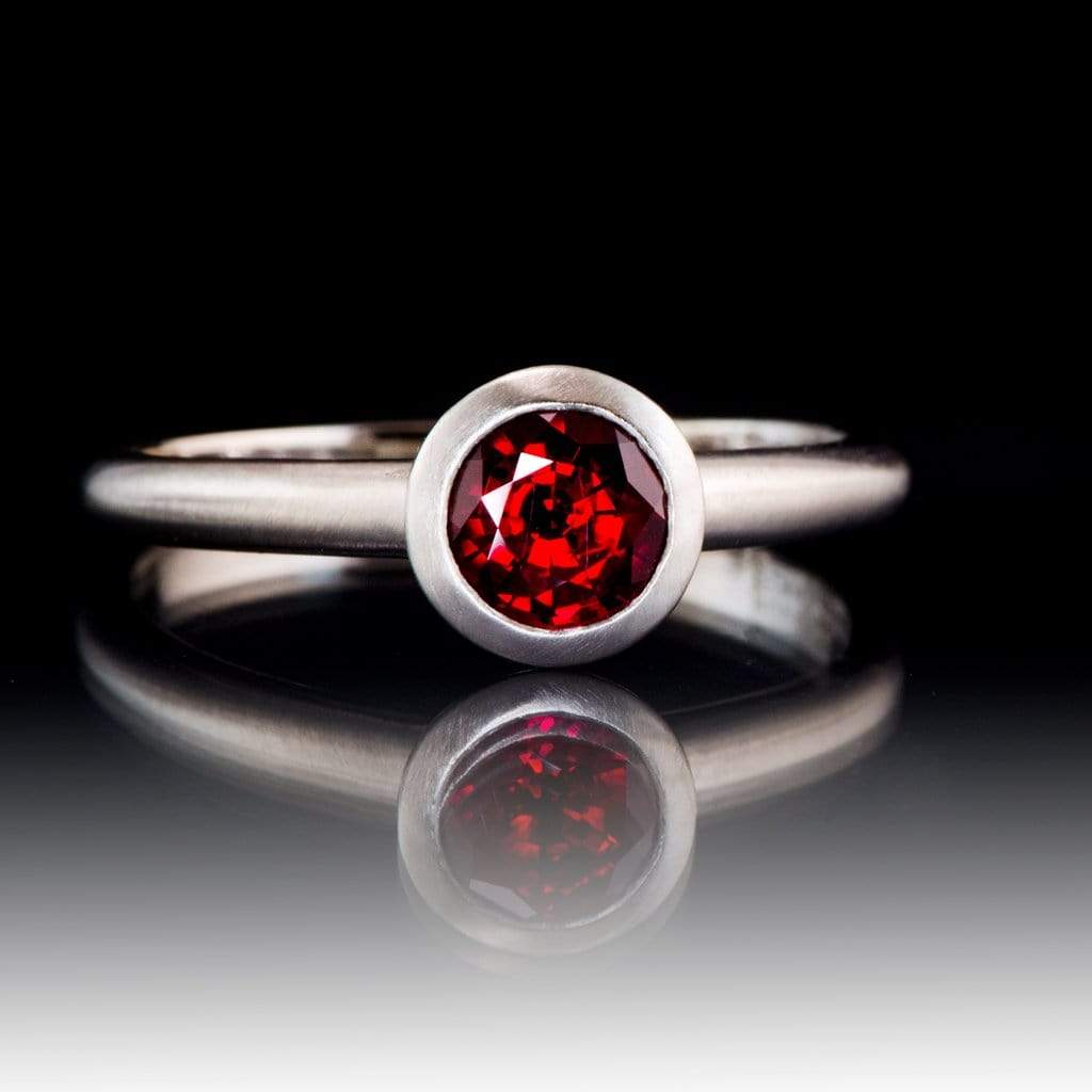 Round Chatham Ruby Elevated Bezel Solitaire Engagement Ring 5mm/0.67ct Chatham Ruby / 14k Nickel White Gold Ring by Nodeform
