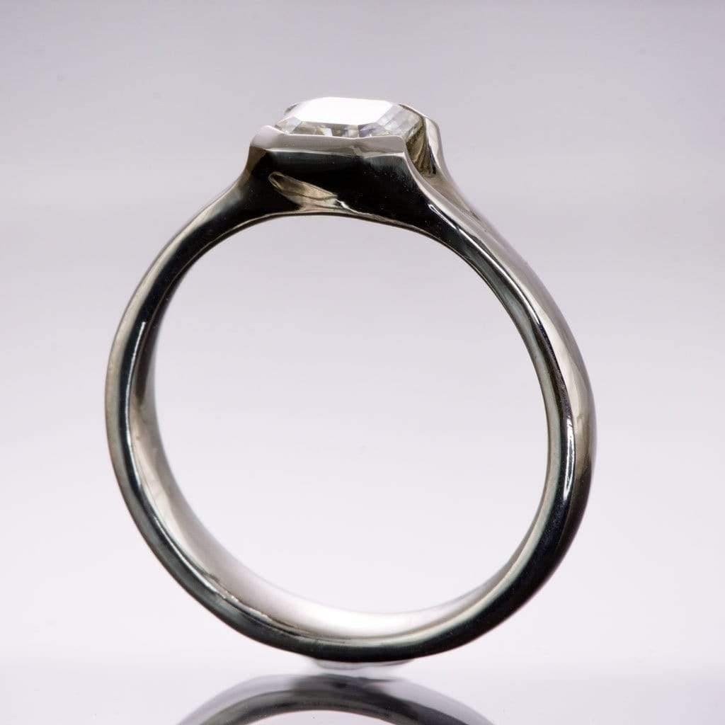 Asscher Cut Moissanite Fold Semi-Bezel Set Solitaire Engagement Ring Ring by Nodeform