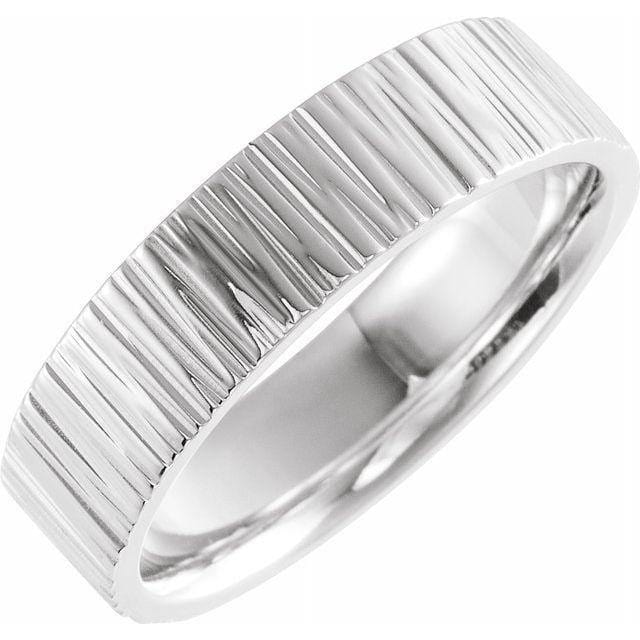 6mm Wide Tree Bark Textured Flat Comfort-fit Men's Wedding Band Platinum Ring by Nodeform