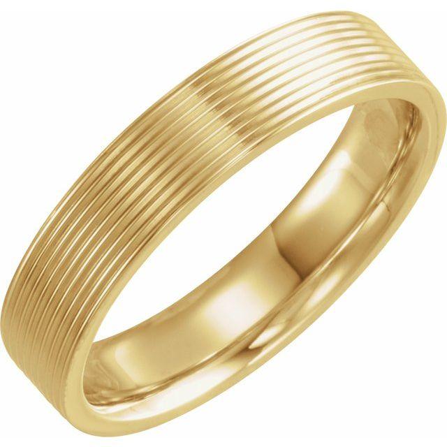 Ridged Textured Men's Comfort-fit Wedding Band 14k Yellow Gold / 5mm Ring by Nodeform