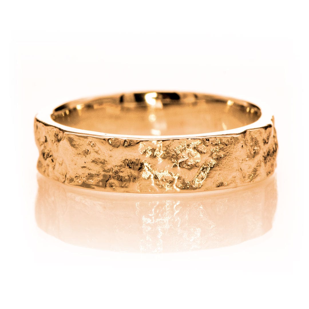 Bush-hammered Marble Texture Wedding Band 14k Rose Gold / 4mm Ring by Nodeform