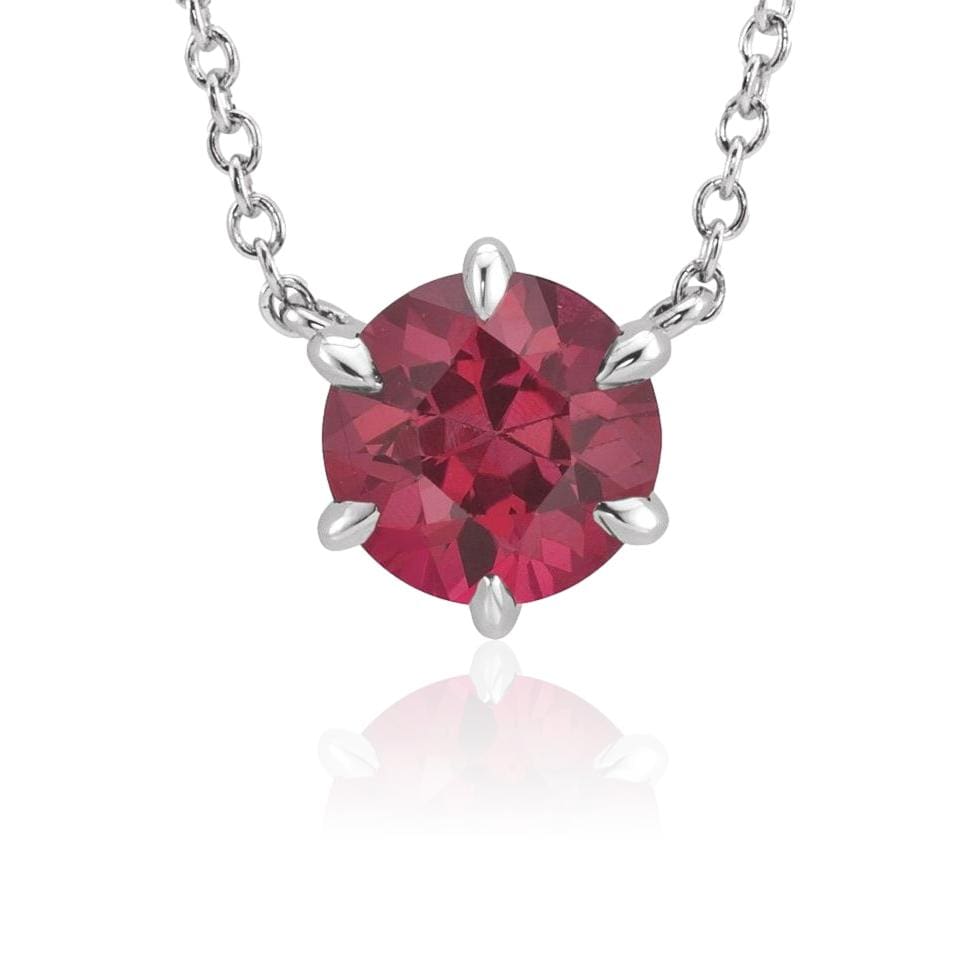 Round Lab-Grown Ruby Six Prong Set Pendant Necklace 14k White Gold (contains Nickel) Necklace / Pendant by Nodeform