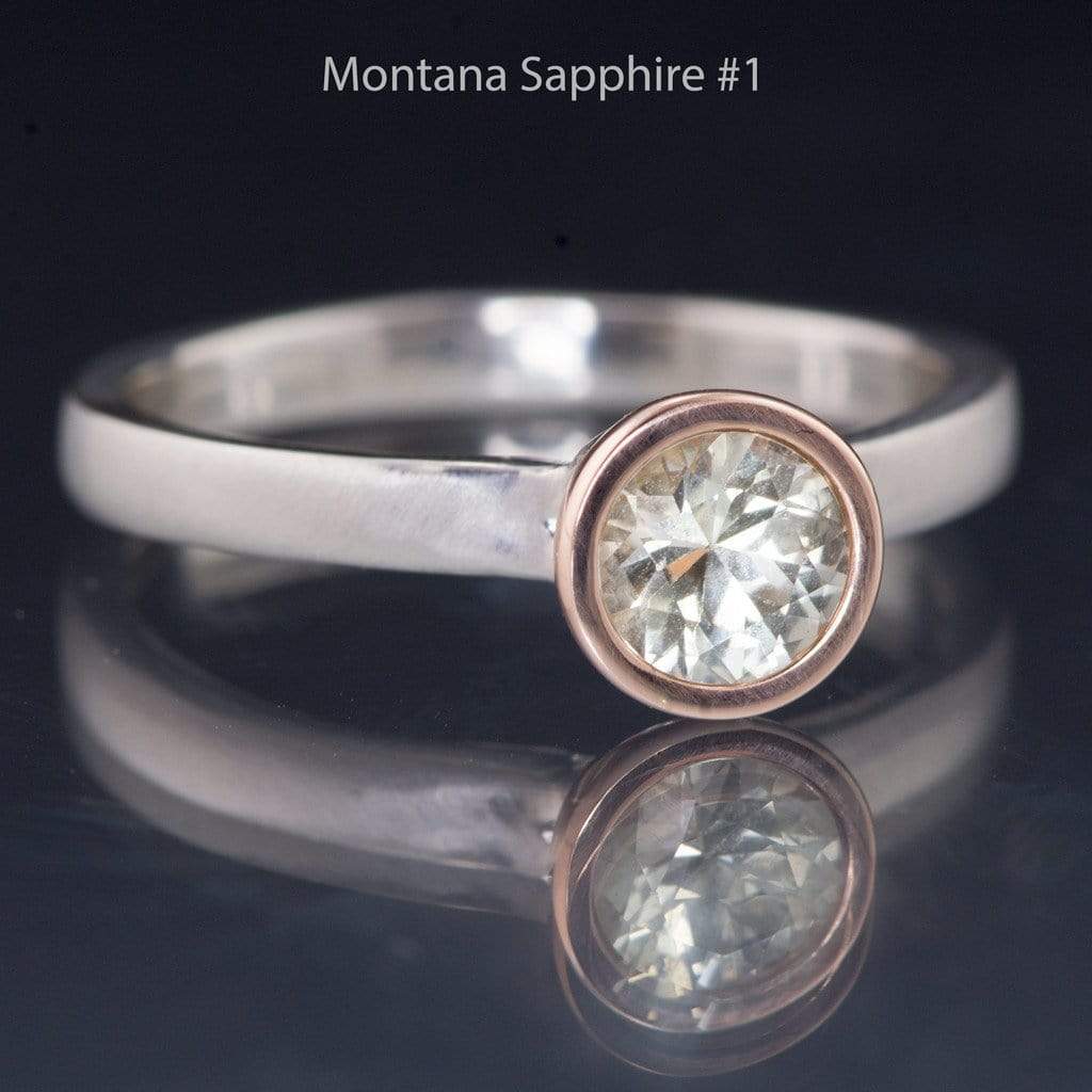 Mixed Metal Fair Trade Creamy White Montana Sapphire Belinda Solitaire Engagement Ring Ring by Nodeform