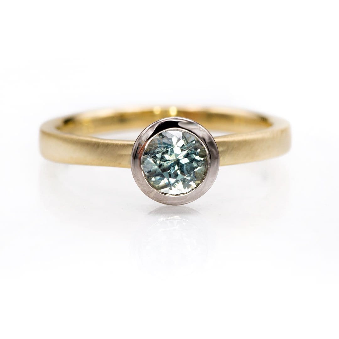 Belinda Bezel Set Solitaire Mixed Metal Engagement Ring - Setting only Ring Setting by Nodeform