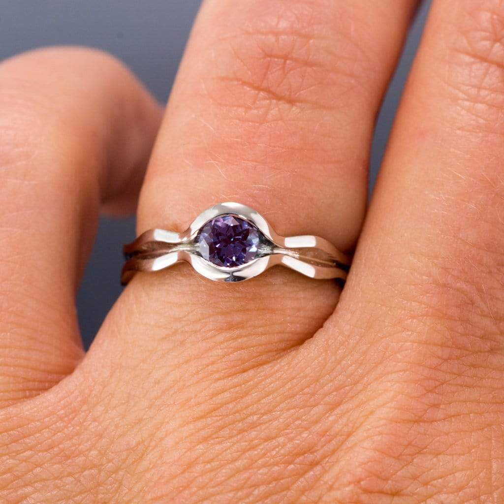 Wave Alexandrite Solitaire Engagement Ring Ring by Nodeform
