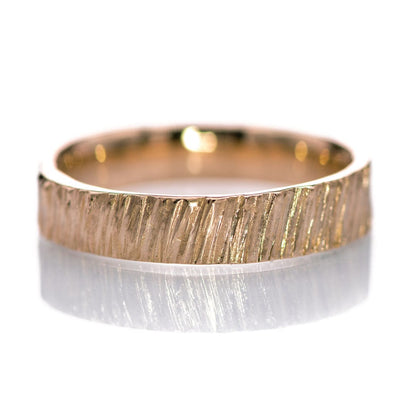 Wide Saw Cut Texture Wedding Band in Rose Gold 14k Rose Gold / 4mm Ring by Nodeform