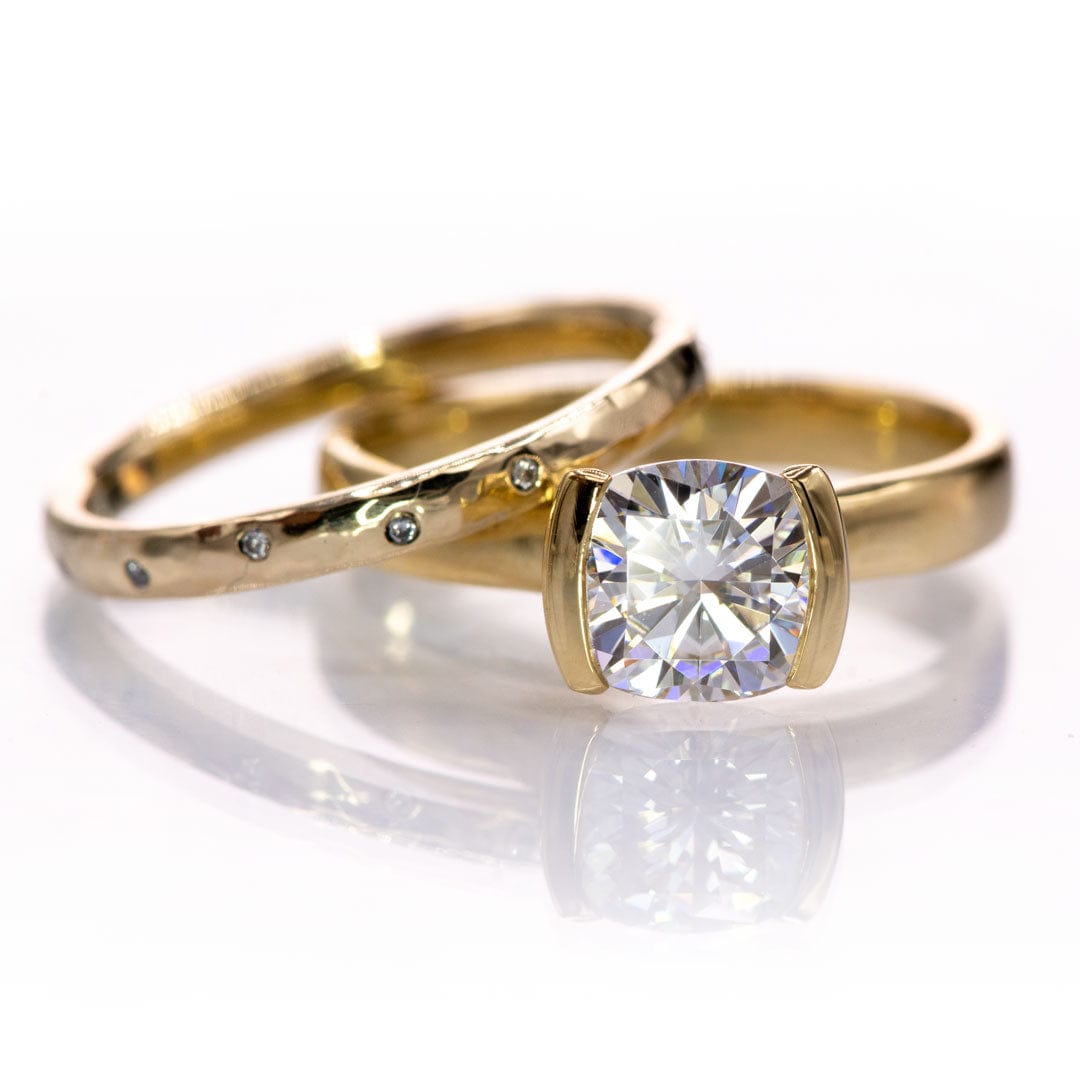 Thin gold band sale engagement rings