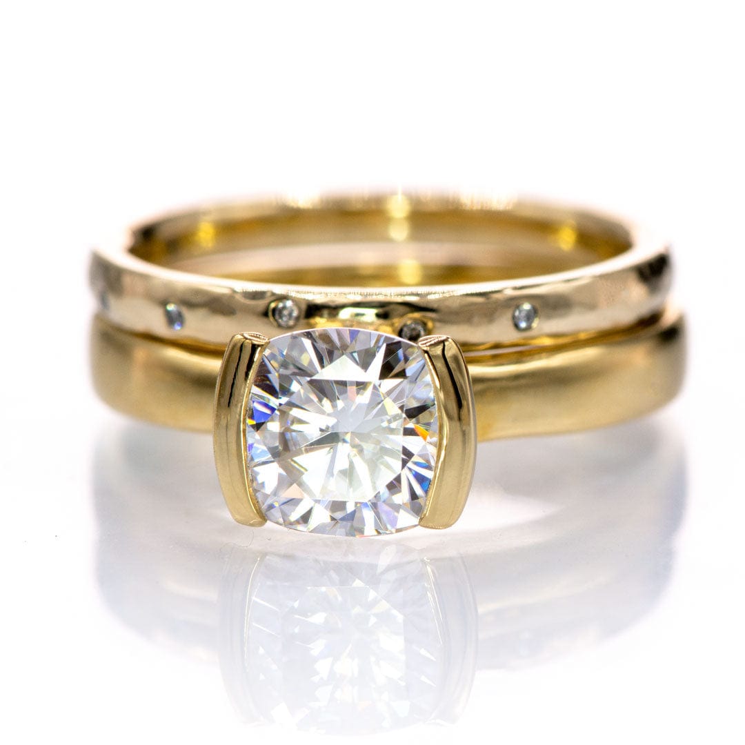 Thin gold band solitaire deals engagement ring