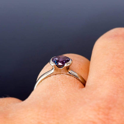 Chatham Alexandrite Half Bezel Solitaire Engagement Ring Ring by Nodeform