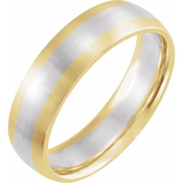Two-tone 14k White and Yellow Gold 6mm Wide Comfort-fit Men's Wedding Band 14k Yellow/White/Yellow Gold Mens Ring by Nodeform