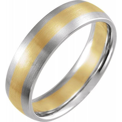 Two-tone 14k White and Yellow Gold 6mm Wide Comfort-fit Men's Wedding Band 14k White/Yellow/White Gold Mens Ring by Nodeform