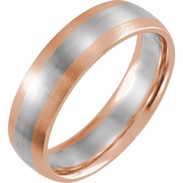 Two-tone 14k White and Rose Gold 6mm Wide Comfort-fit Men's Wedding Band Mens Ring by Nodeform