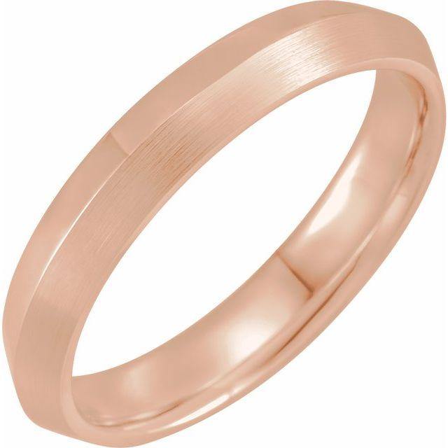 Knife Edge Comfort-fit Men's Wedding Band 14k Rose Gold / 4mm wide Ring by Nodeform