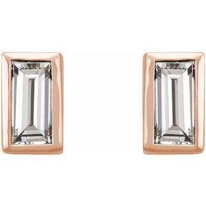 Simple Baguette Lab-Grown Diamond Bezel Set Stud Earrings 14k Rose Gold Earrings by Nodeform