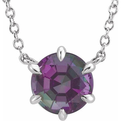 Round Lab-Grown Alexandrite Six Prong Set Pendant Necklace 14k White Gold (contains Nickel) Necklace / Pendant by Nodeform
