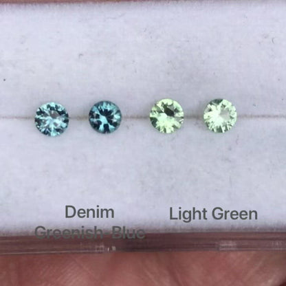 Fair Trade Green-blue Montana Sapphire Mixed Metal Bezel Stud Earrings with Moissanite Accents