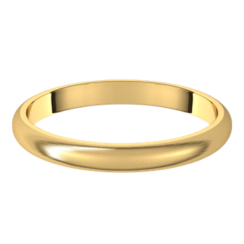 Narrow Domed Yellow or Rose Gold Wedding Band, 2-4mm Width