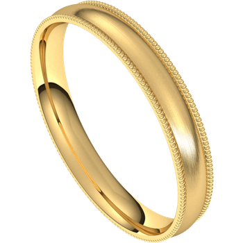 Milgrain Edge Narrow Wedding Band 14k Yellow Gold / 3mm wide Ring by Nodeform