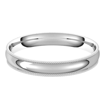 Milgrain Edge Narrow Wedding Band 14k White Gold / 3mm wide Ring by Nodeform