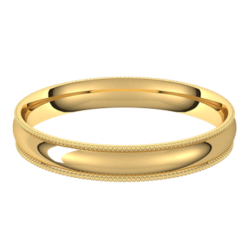 Milgrain Edge Narrow Wedding Band 10k Yellow Gold / 3mm wide Ring by Nodeform