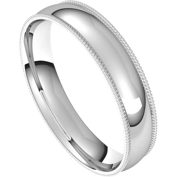 Milgrain Edge Domed Comfort-fit Men's Wedding Band 14k White Gold / 4mm wide Mens Ring by Nodeform