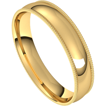 Milgrain Edge Domed Comfort-fit Men's Wedding Band 14k Yellow Gold / 4mm wide Mens Ring by Nodeform