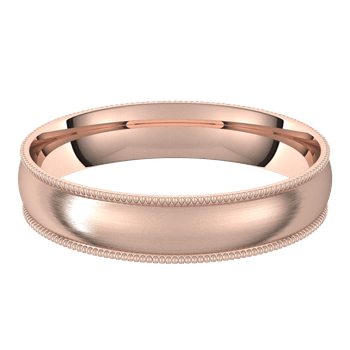 Milgrain Edge Domed Comfort-fit Men's Wedding Band 14k Rose Gold / 4mm wide Mens Ring by Nodeform