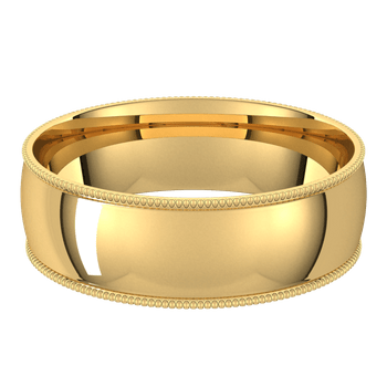 Milgrain Edge Domed Comfort-fit Men's Wedding Band 14k Yellow Gold / 6mm wide Mens Ring by Nodeform