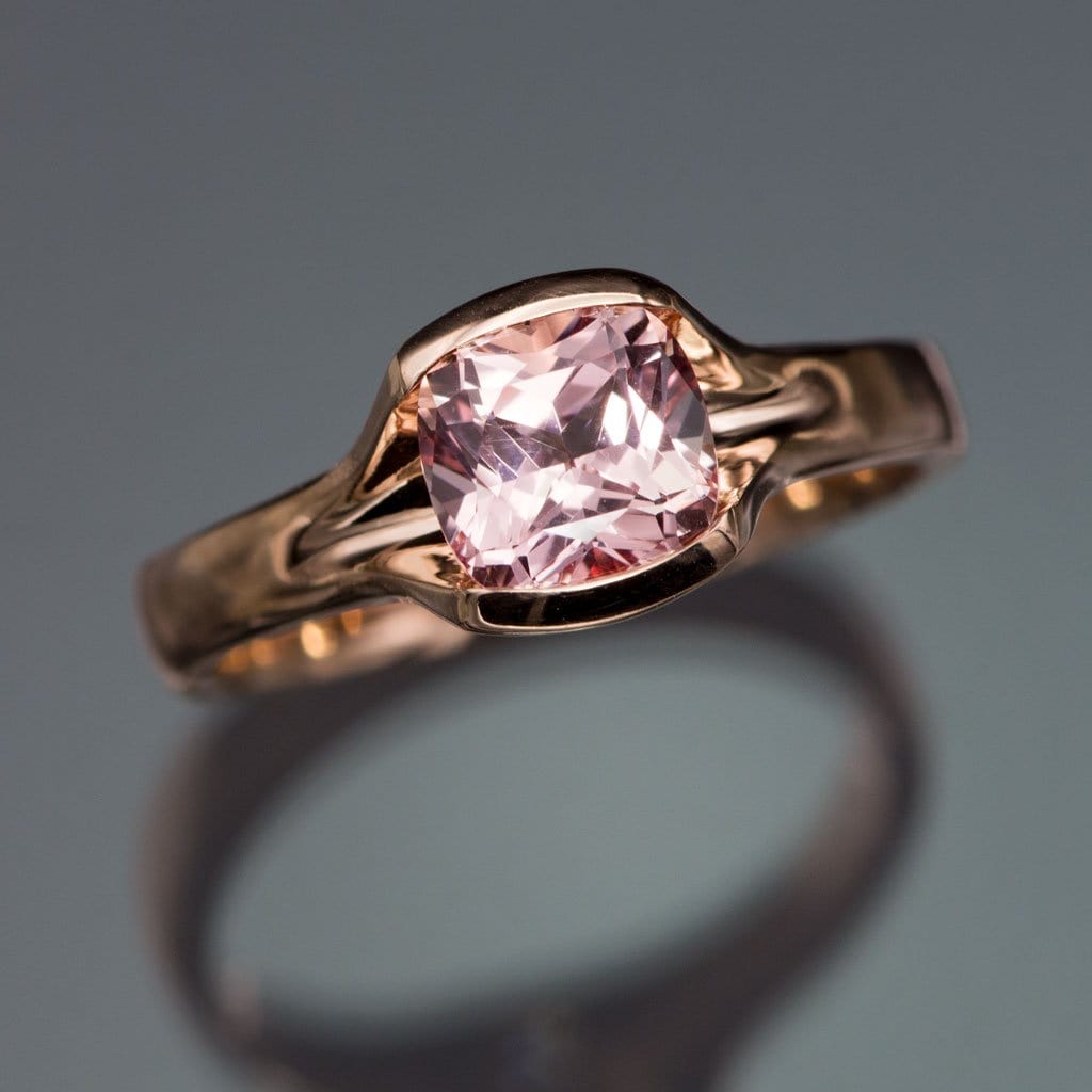 Cushion cut shops peach champagne sapphire ring