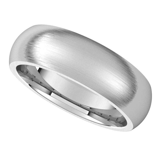 Men’s Brushed Silver Dome Titanium Ring 7.5 (P) / 6mm