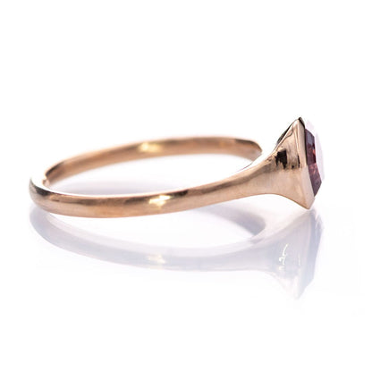 Bezel Set Hexagon Alexandrite 14k Rose Gold Signet Solitaire Ring, Ready to Ship Ring Ready To Ship by Nodeform