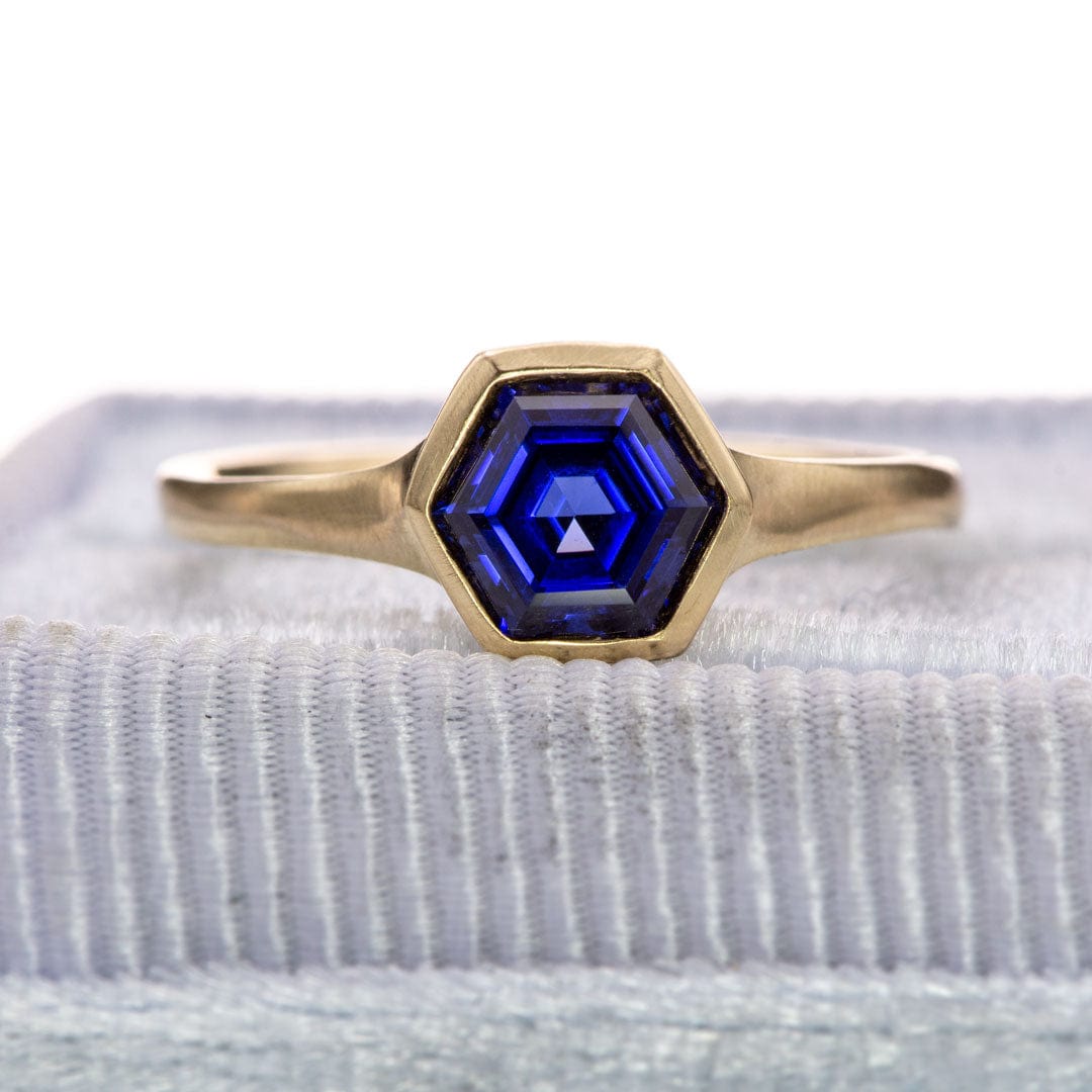 Hexagon Cut Lab Created Blue Sapphire Gemstone Loose Gemstone by Nodeform