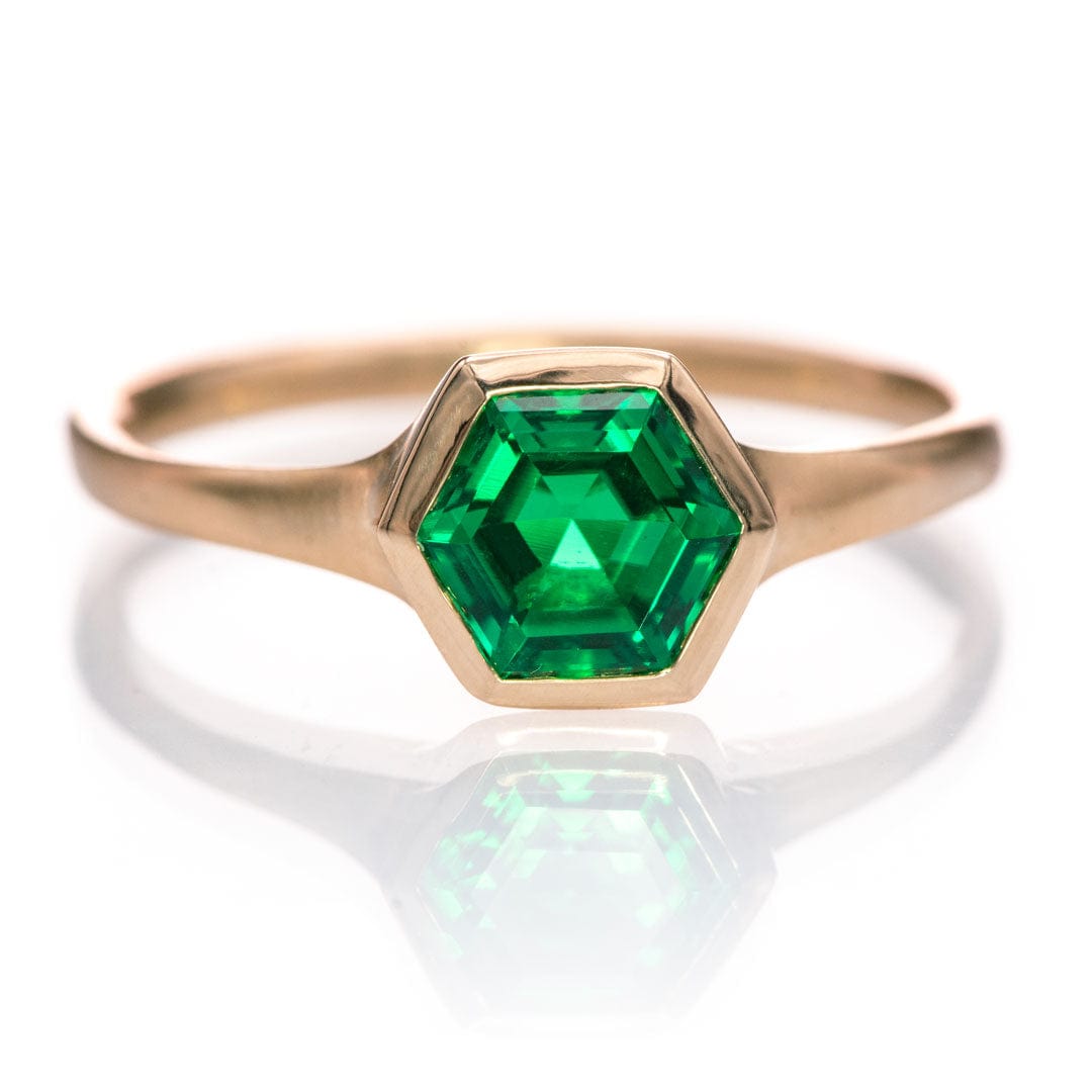 Hexagon Cut Lab Created Emerald Gemstone Loose Gemstone by Nodeform