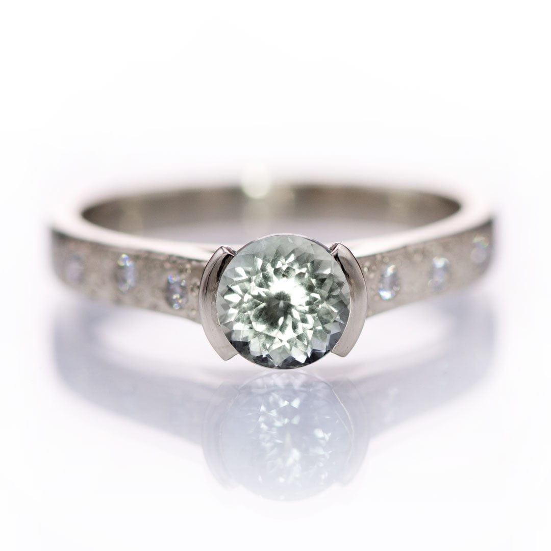 Pastel Fair Trade Montana Sapphire Half Bezel Diamond Star Dust Engagement Ring Ring by Nodeform