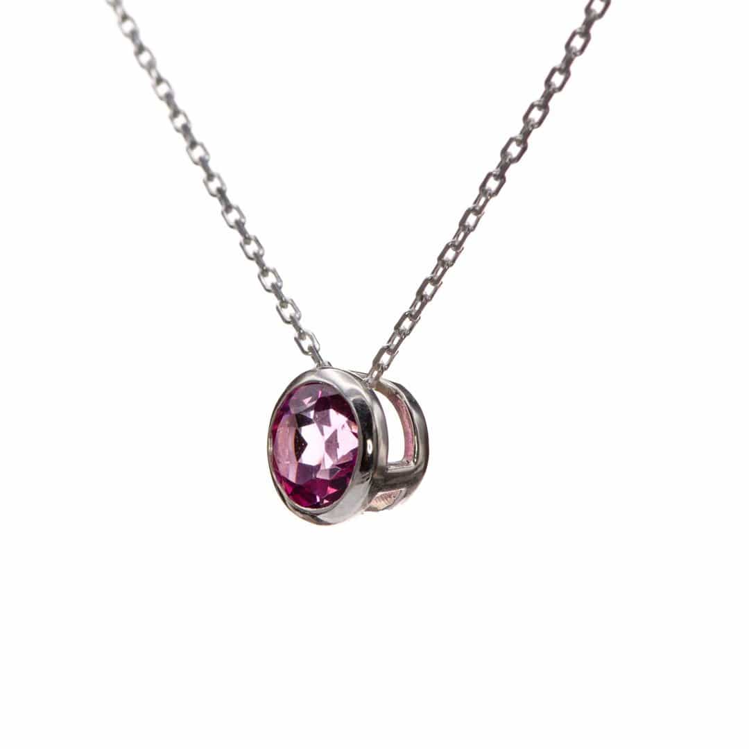 Round Pink Topaz Sterling Silver Slide Pendant Necklace {Ready to Ship} Necklace / Pendant by Nodeform