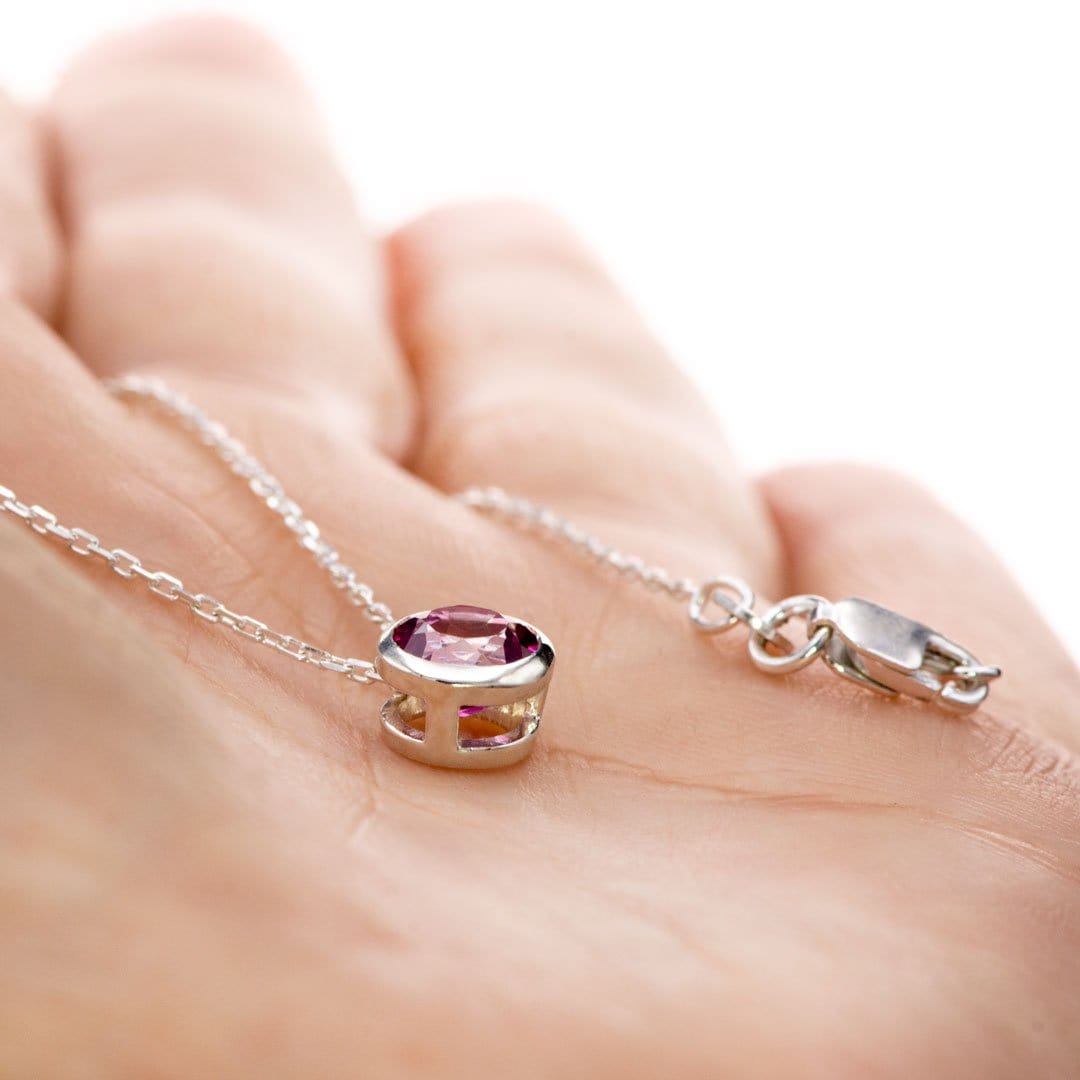 Pink Diamond Sterling Silver, Pink Chain Diamond Necklace